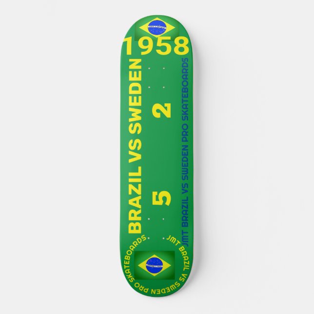 BRASIL VS SUÉCIA 1958  8 1/4" Skateboard Deck (Frente)