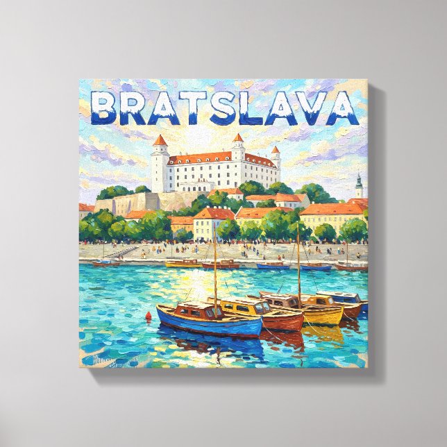 Bratislava Castle Waterfront Canvas Art (Frente)