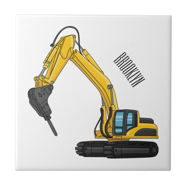 Breaker excavator cartoon illustration (Frente)