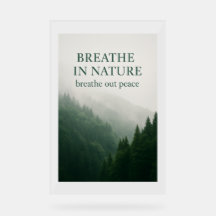 Breathe In Nature Motivational Forest Poster - Mis