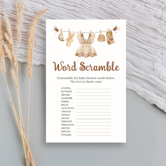 Brewing Coffee Baby Shower Word Scramble Game (Coffee Little Bean Clothesline Baby Shower Word Scramble Game)