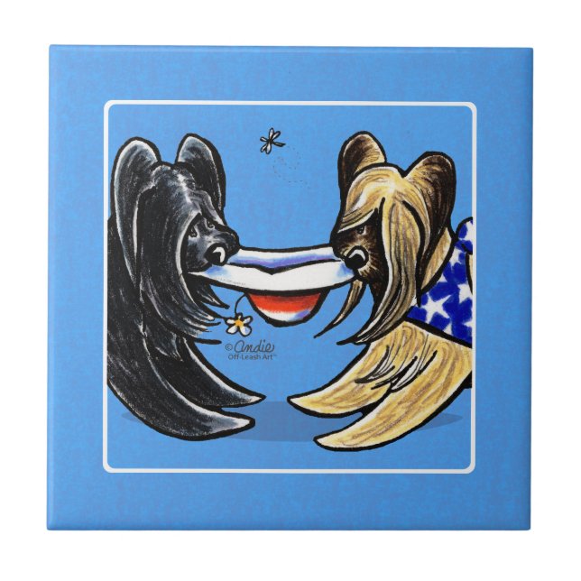 Briard Mad Hatters Off-Leash Art™ (Frente)