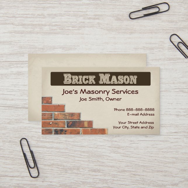 Brick Mason Masonry Cartão de visita (Frente/Verso In Situ)