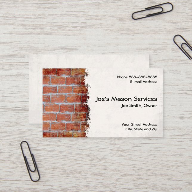 Brick Mason Masonry Construction Cartão de visita (Frente/Verso In Situ)