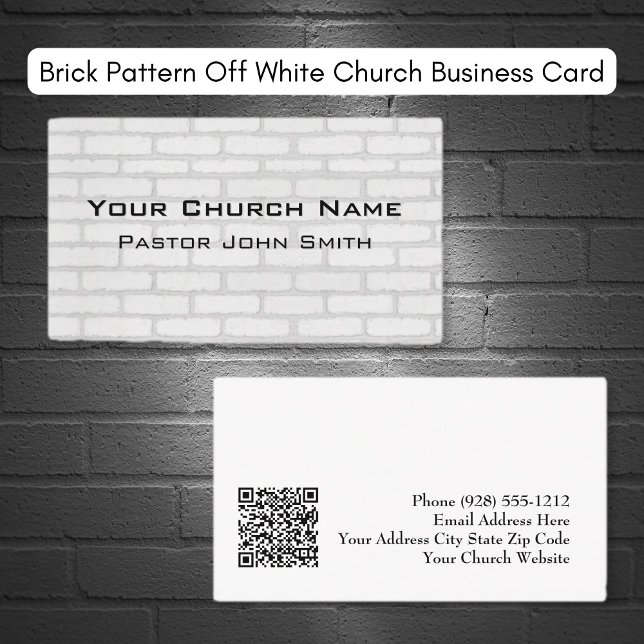 Brick Pattern Off White Church Cartão de visita (Brick Pattern Off White Church Business Card)
