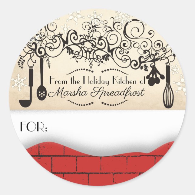 Brick Snow Christmas da cozinha do adesivo (Frente)