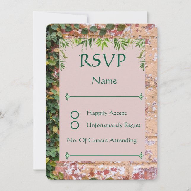 Bricks Green Ivy Wedding Pintado Cartões RSVP Arre (Frente)
