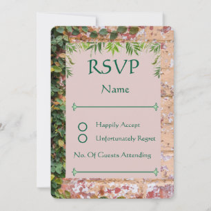 Bricks Green Ivy Wedding Pintado Cartões RSVP Arre