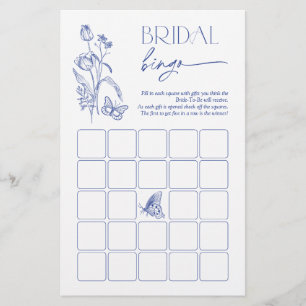 Bridal Bingo Algo Azul - Jogo do Chá Floral