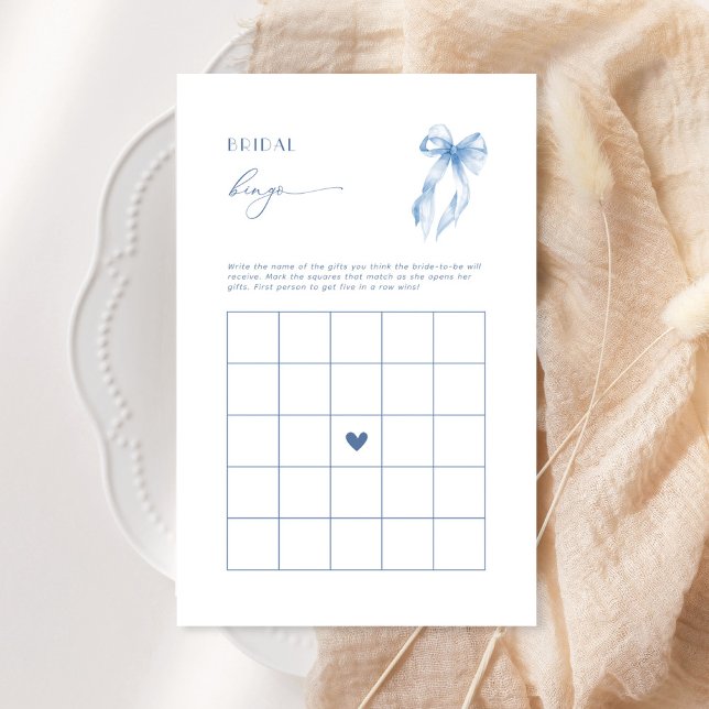 Bridal Bingo Blue Bow Bridal Shower Game (Criador carregado)