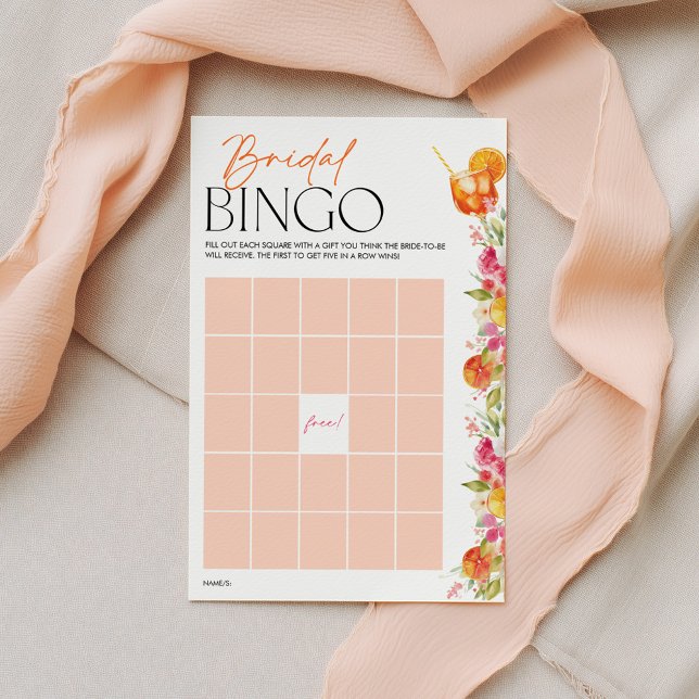 Bridal Bingo Bridal Shower Games Citrus Spritz (Bridal Bingo Game | Bridal Shower Game | Love at First Spritz Citrus Theme)