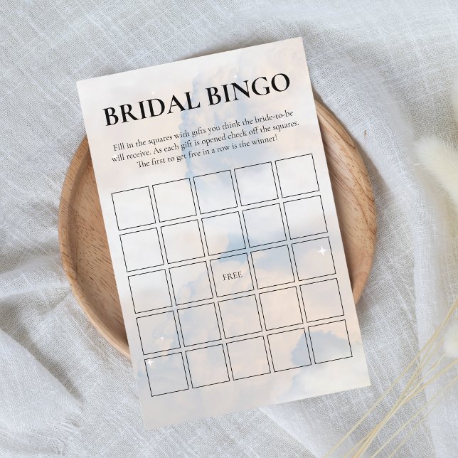 Bridal Bingo Game Ela está na Nuvem Nove (Bridal Bingo - She's on cloud 9)