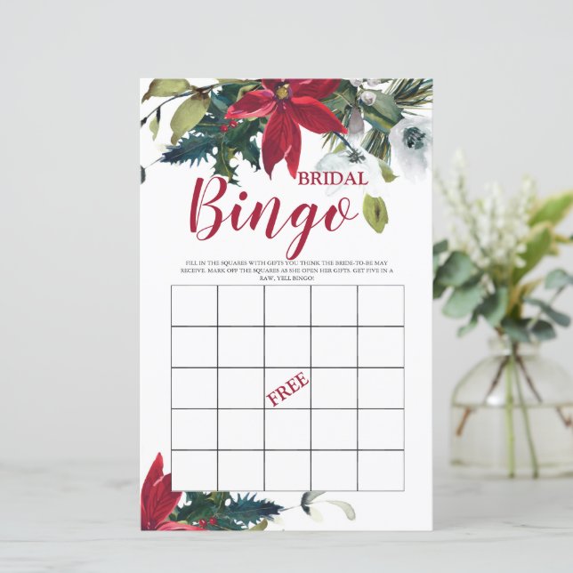 Bridal Bingo natal Poinsettia Bridal Game (Em pé/Frente)