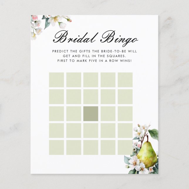Bridal Bingo Perfect Pear Chá de panela Game (Frente)