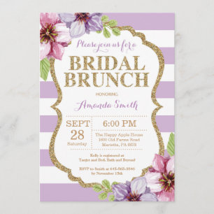 Bridal Roxa e Dourada Brunei Convite Floral