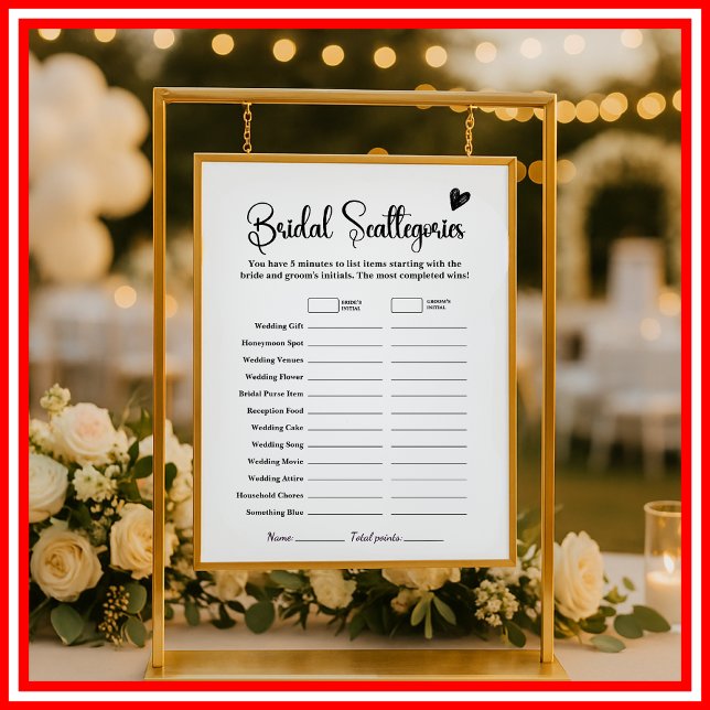 Bridal Scattegories Jogo de Chá de panela Elegante (Criador carregado)