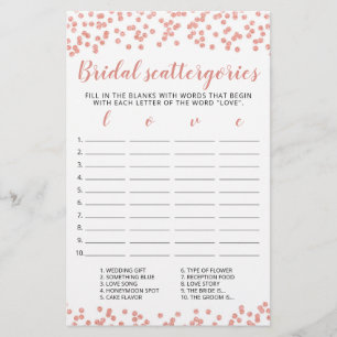 Bridal Scattergories, Chá de panela de jogo edit