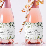 Bridal Shower Favors Elegant Greenery Mini Bottle<br><div class="desc">MINI sparkling wine labels - design features elegant watercolor greenery eucalyptus,  olive branches,  and other leafy elements. "Bridal Shower" is printed in a modern stylish font surrounded by a few small falling leaves.  Use for favors as bridal showers for guests or game winners as prizes.</div>