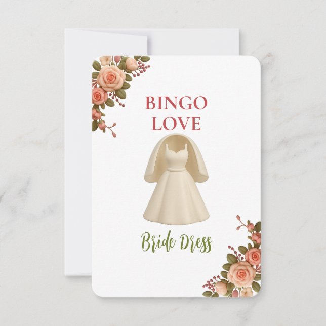 Bridal Shower Game Bingo Card – Bride Dress (Frente)