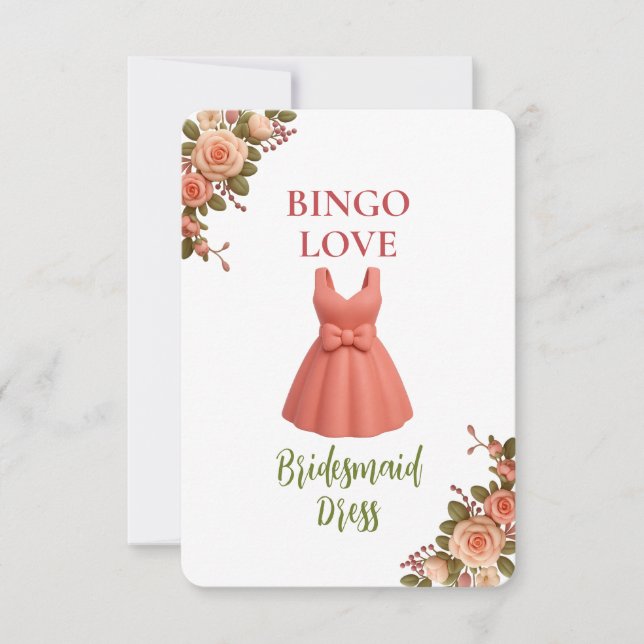 Bridal Shower Game Bingo Card – Bridesmaid Dress (Frente)