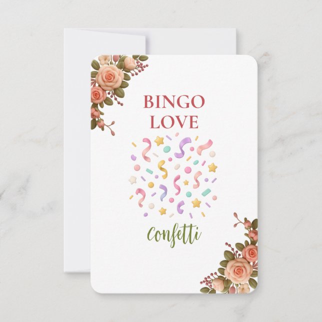 Bridal Shower Game Bingo Card – Confetti (Frente)