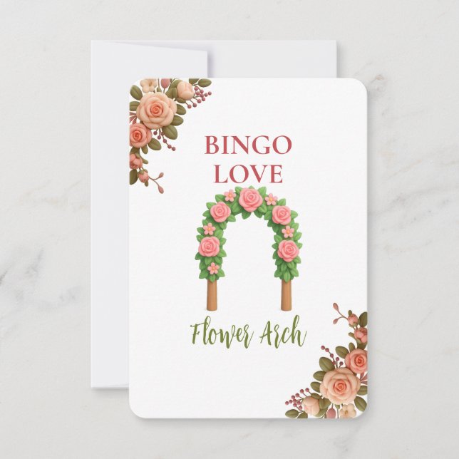 Bridal Shower Game Bingo Card – Flower Arch (Frente)