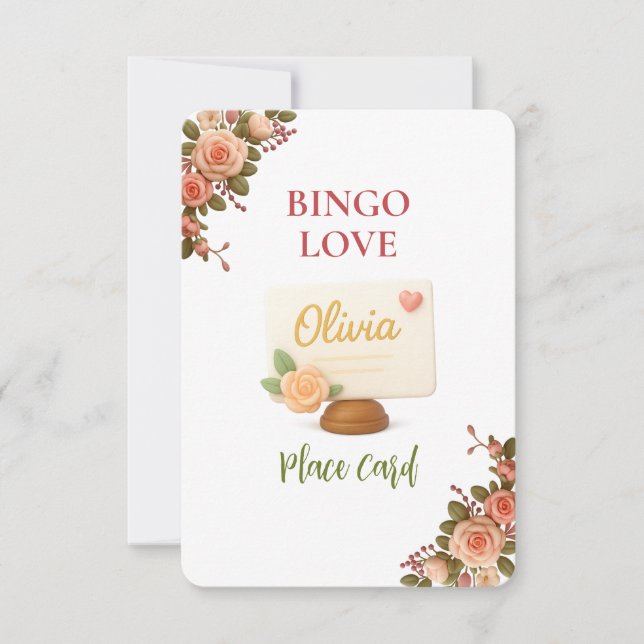 Bridal Shower Game Bingo Card – Place Card (Frente)