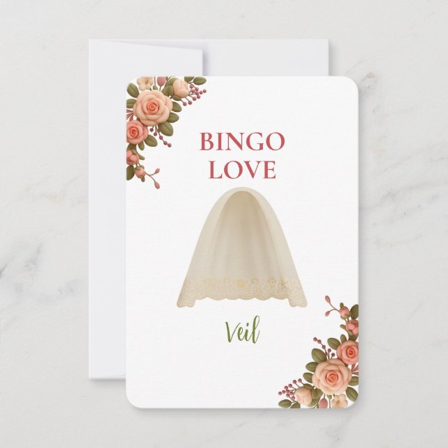 Bridal Shower Game Bingo Card – Veil (Frente)