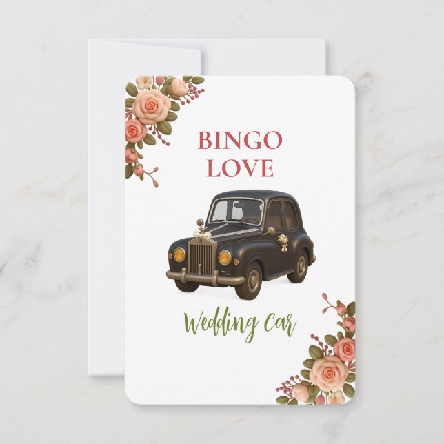 Bridal Shower Game Bingo Card – Wedding Car (Frente)