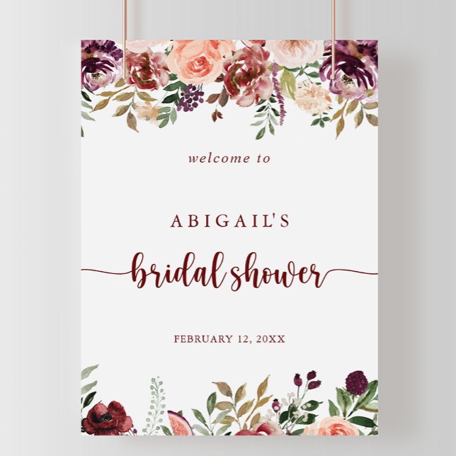  Bridal Shower Welcome Rustic Summer Floral Poster (Criador carregado)