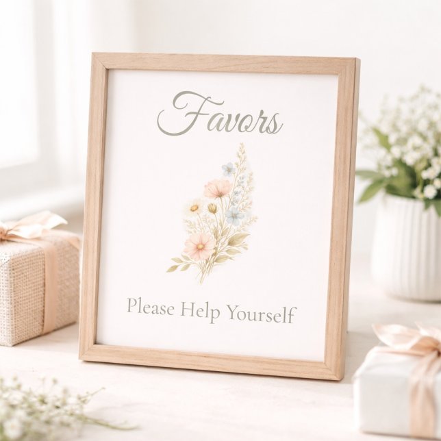 Bridal Shower Wildflower Favor Table Sign (Criador carregado)