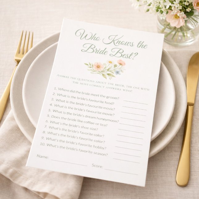 Bridal Shower Wildflower Who Knows the Bride Game (Criador carregado)