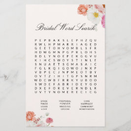 Bridal Shower Word Search Floral Game Card