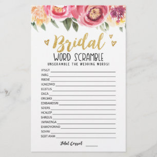 Bridal word scramble game com Answers