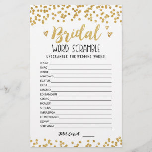 Bridal word scramble game com Answers