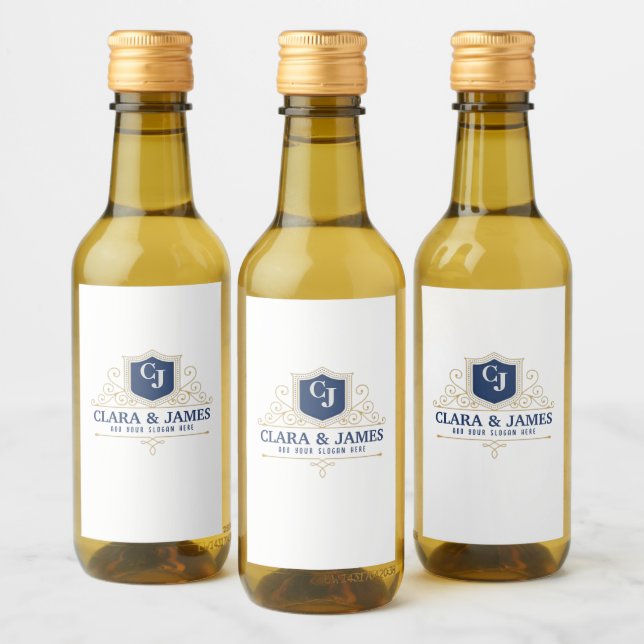 Bride And Groom Monogram Names Elegant Weeding (Garrafas)
