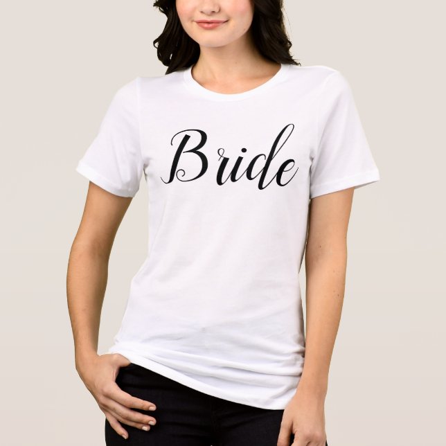 Bride Elegant Black Script Personalised Wedding  (Frente)