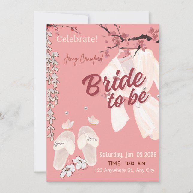 Bride to Be Bridal Shower Invitation | Elegant Pin (Frente)