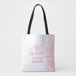 Bridesmaid de casamento em praia, favor bolsa