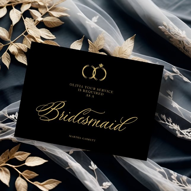 Bridesmaid do Casamento Mínimo de Luxo Chic (Minimalist Wedding Rings Bridesmaid Luxury Wedding Proposal Card. )