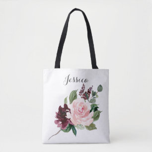 Bridesmaid Gift Personalizado Tote Bag Burgundy