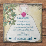 Bridesmaid Muito Obrigado, Azulejo Gown com Tree S<br><div class="desc">Um presente personalizado especial para Azulejos para agradecer a suas damas de ponte,  árvore genealógica e palhaço de Bridesmaid</div>