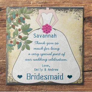 Bridesmaid Muito Obrigado, Azulejo Gown com Tree S