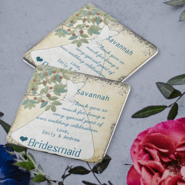 Bridesmaid Muito Obrigado, Azulejo Gown com Tree S (Criador carregado)