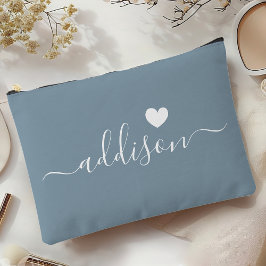 Bridesmaid Script Modern Dusty Blue Heart
