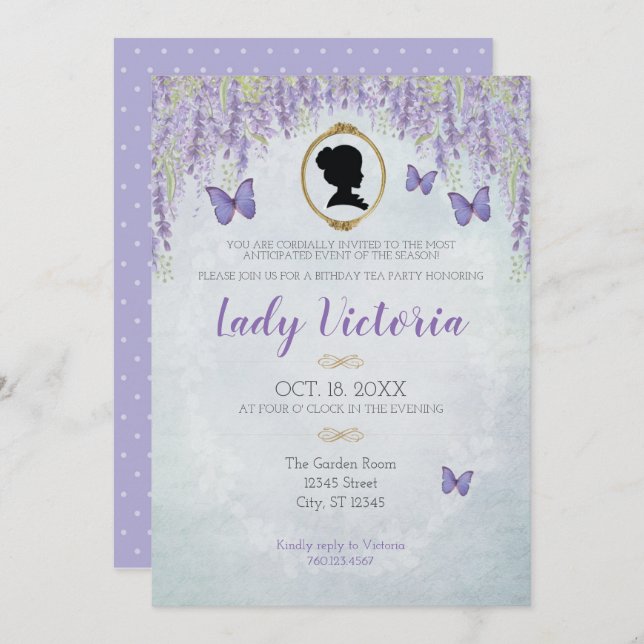 Bridgerton Inspirou o Convite de festas de anivers (Frente/Verso)