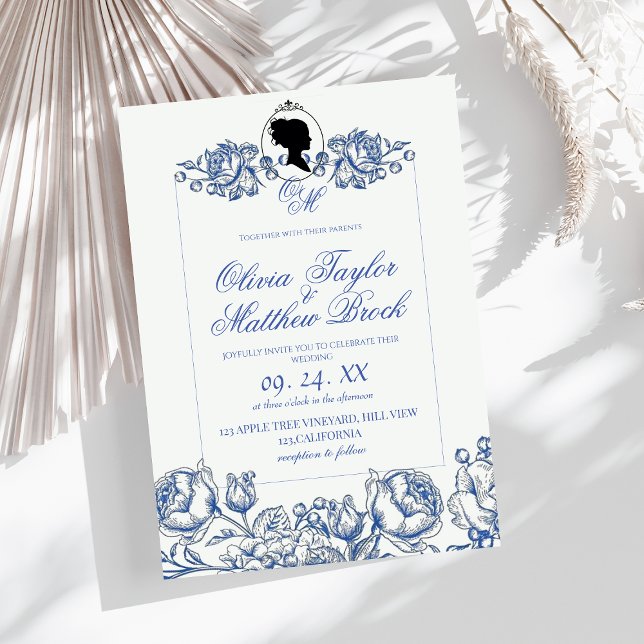 Bridgerton Wedling Convite Lady Dusty Blue Boho (Criador carregado)