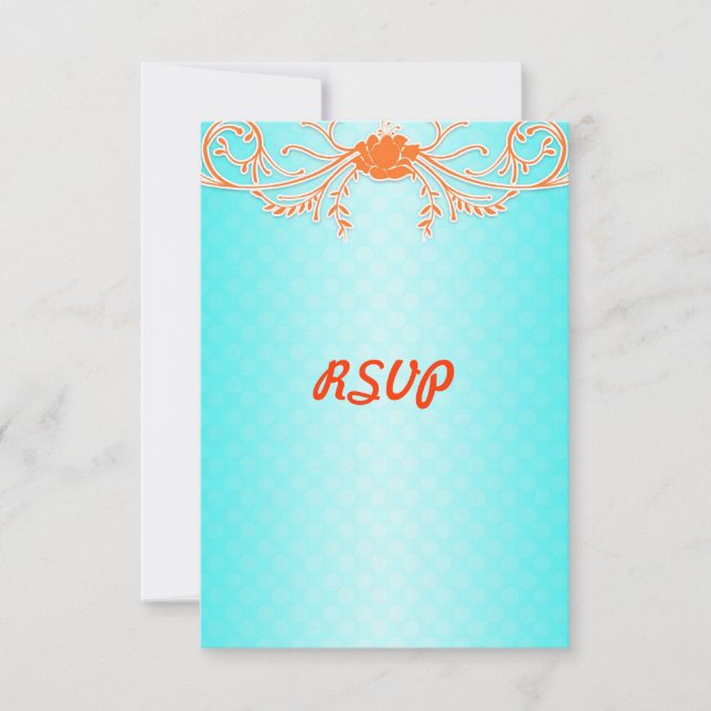 Bright Aqua e Tangerine Orange Wedding RSVP (Frente)