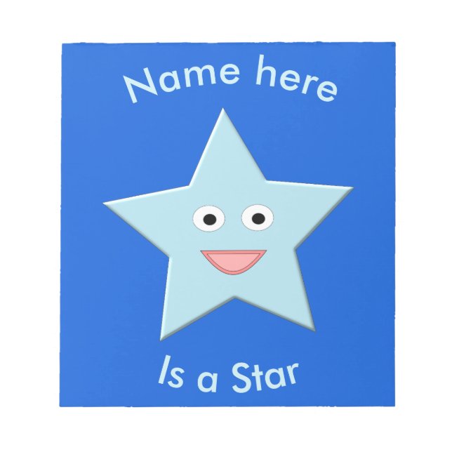 Bright Blue Celebration Star - Bloco de Notas Pers (Frente)