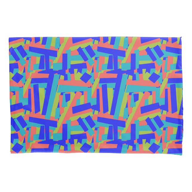 Bright Bold Blue Green Coral Abstract Patches (Frente)